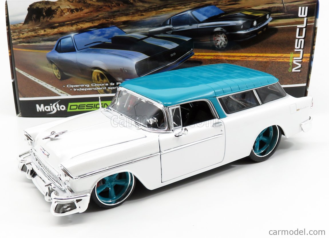 1955 Chevrolet Nomad Wagon White 1/18 Scale Diecast Car Model By Maisto 32613 