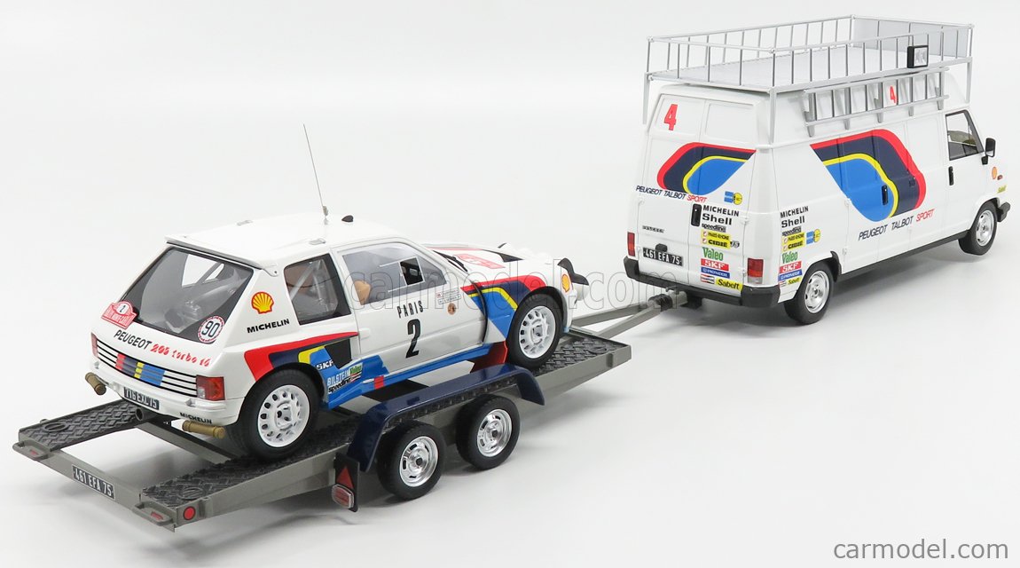 Peugeot 205 T16 2 Winner Rallye Monte Carlo 1985 Vatanen Harryman Avec Peugeot J5 Et Remorque Ottomobile Ot328