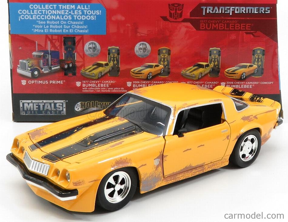 JADA 253115001 Scale 1/24 | CHEVROLET CAMARO COUPE 1977 - BUMBLEBEE  TRANSFORMERS V L'ULTIMO CAVALIERE YELLOW BLACK
