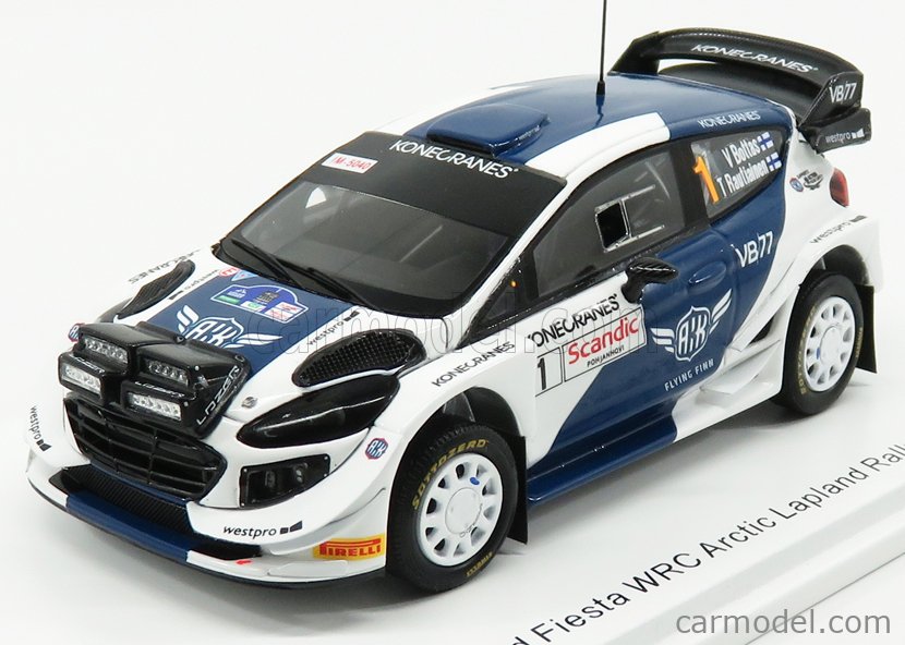 Spark Model S5990 Scale 1 43 Ford England Fiesta Wrc N 1 Arctic Rally Lapland 19 V Bottas T Rautiainen Blue White