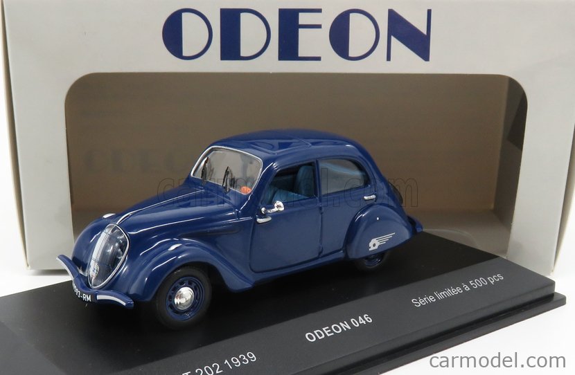 Odeon Voiture Peugeot 202 de 1939 Bleu Foncé 1/43 Edition Limitée 500 PCS 