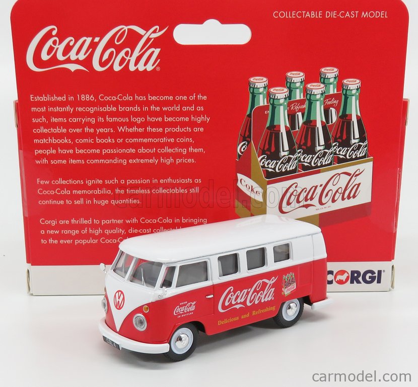 1:43 CORGI VOLKSWAGEN T1 Camper Van Coca-Cola Zing 1961 Red White