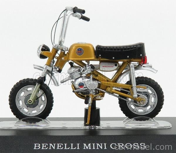Benelli Mini Cross 50 cc 1970 Moped Motorrad gold metallic 1:18 Atlas 