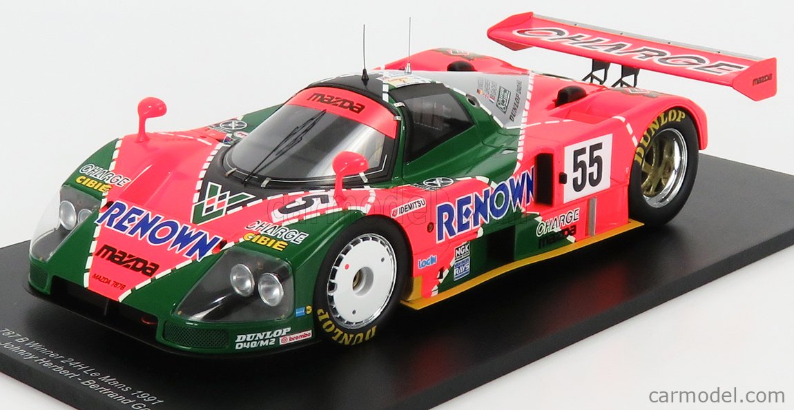 Spark Model 18lm91 Scale 1 18 Mazda 787b 2 6l Team Mazdaspeed Co Ltd N 55 Winner 24h Le Mans 1991 B Gachot J Herbert V Weidler Orange Green Silver