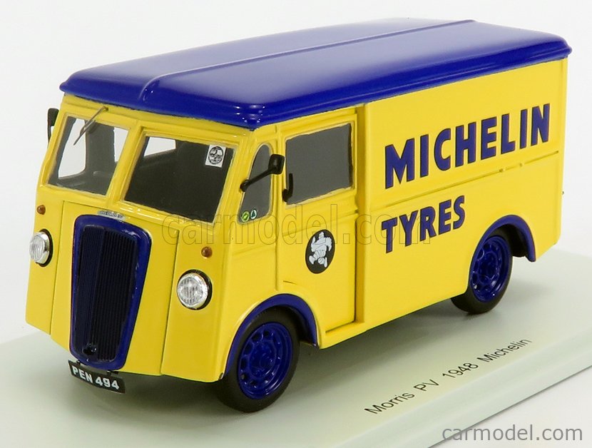 Modèle réduit Morris Pv 1948 Michelin ,jaune ,blue 1/43 | Spark