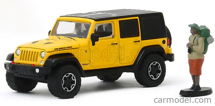 GREENLIGHT 97080F Scale 1/64 | JEEP WRANGLER UNLIMITED RUBICON WITH BACK  PACKER 2015 YELLOW BLACK