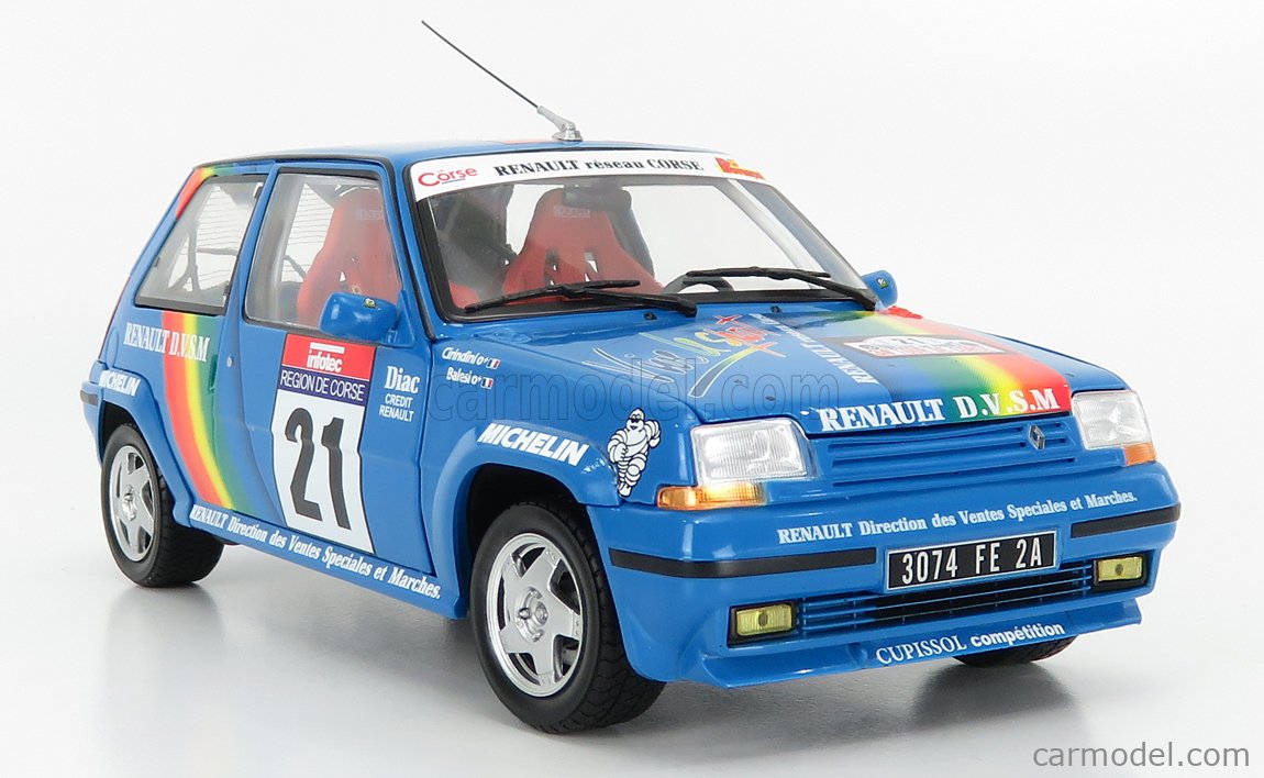 Diecast Renault 5 Turbo Metallic Blue with Red Accents 1/24 Diecast Model  Car by Bburago 