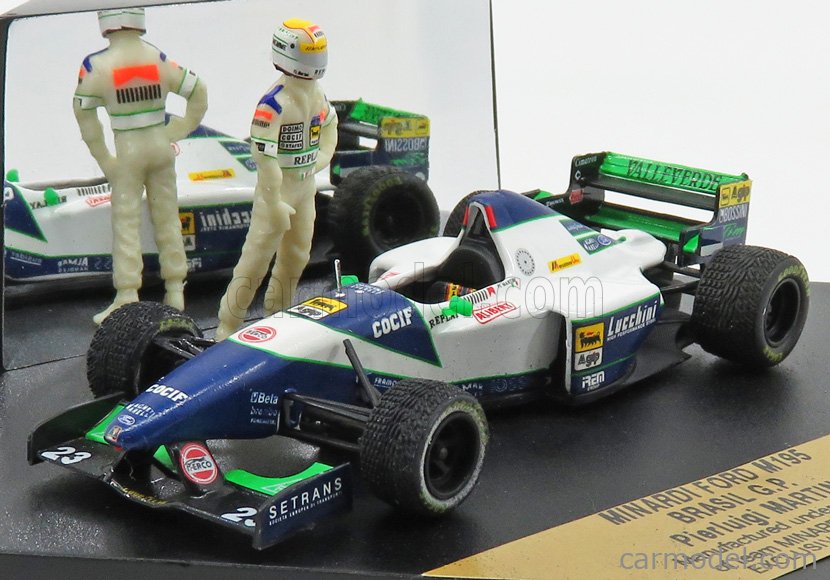 Onyx 452 013 1 Escala 1 43 Minardi F1 M195 Ford N 23 Portugal Gp 1995 With Figure Pierluigi Martini Exclusive Gode White Blue Green