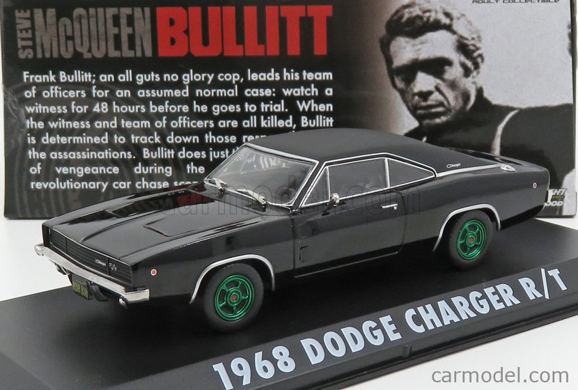 1/43 Greenlight Bullitt Steve Mcqueen 1968 Dodge Charger R/T Diecast 86432 Black 
