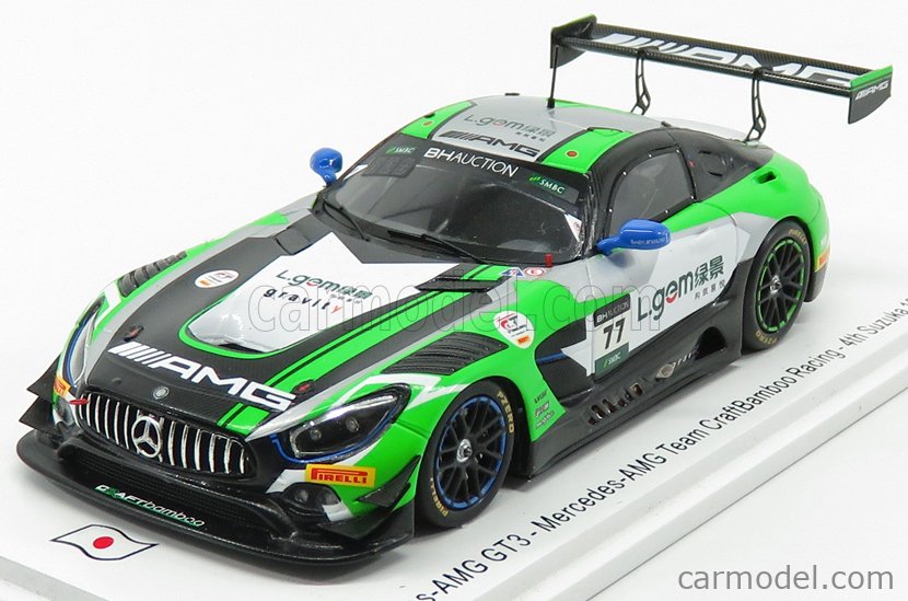 Spark Model Sj086 Scale 1 43 Mercedes Benz Amg Gt3 Team Craftbamboo Racing N 77 4th 10h Suzuka 2019 M Goetz L Stolz Y Buurman Light Green White Black