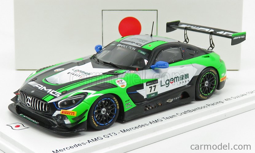 Spark Model Sj086 Scale 1 43 Mercedes Benz Amg Gt3 Team Craftbamboo Racing N 77 4th 10h Suzuka 2019 M Goetz L Stolz Y Buurman Light Green White Black
