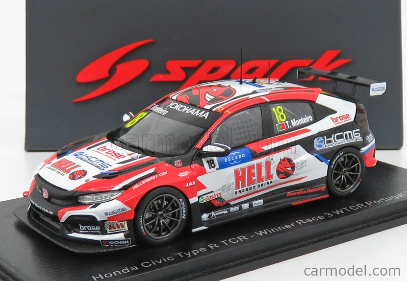 SPARK-MODEL S8957 Scale 1/43 | HONDA CIVIC TYPE R TCR N 18 WINNER RACE ...