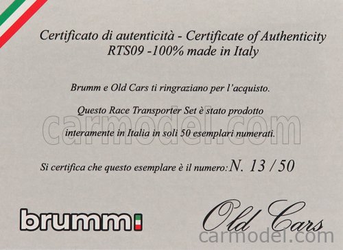 BRUMM RTS09 Masstab: 1/43  IVECO FIAT FIAT IVECO 190 TRUCK CAR TRANSPORTER SPAIN GP 1981 WITH 2X F1 FERRARI 126CK N 27 G.VILLENEUVE - N 28 D.PIRONI + FIGURES AND ACCESSORIES RED
