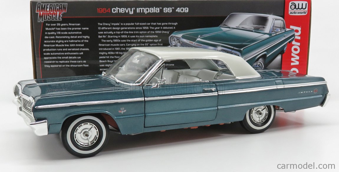 AUTOWORLD AMM1219/06 Scale 1/18 | CHEVROLET IMPALA 1964 BLUE MET WHITE