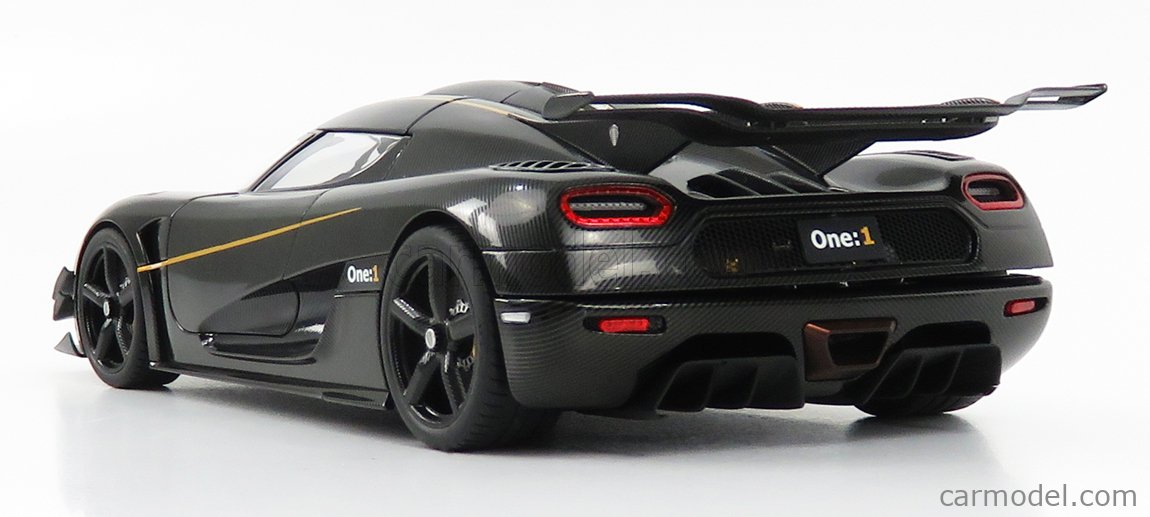 AUTOART 79019 Scale 1/18 | KOENIGSEGG 1 ONE 2014 BLACK CARBON GOLD STRIPES