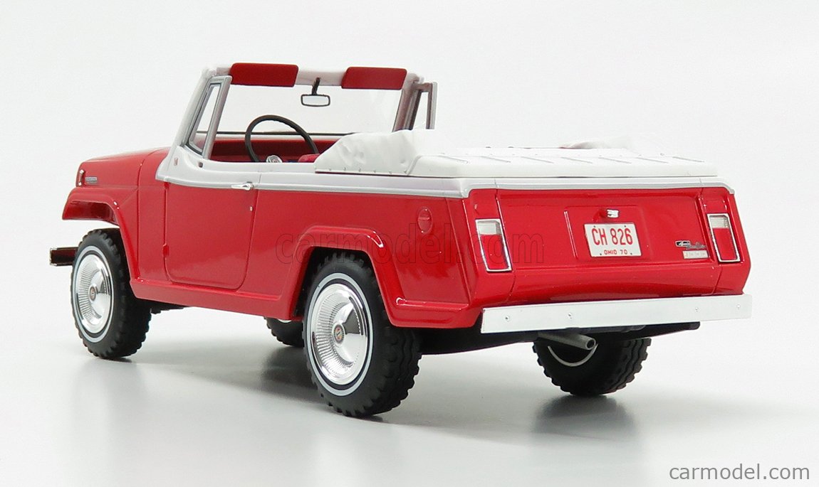 BoS-MODELS BOS340 Scale 1/18 | WILLYS JEEPSTER COMMANDO OPEN 1970 RED WHITE