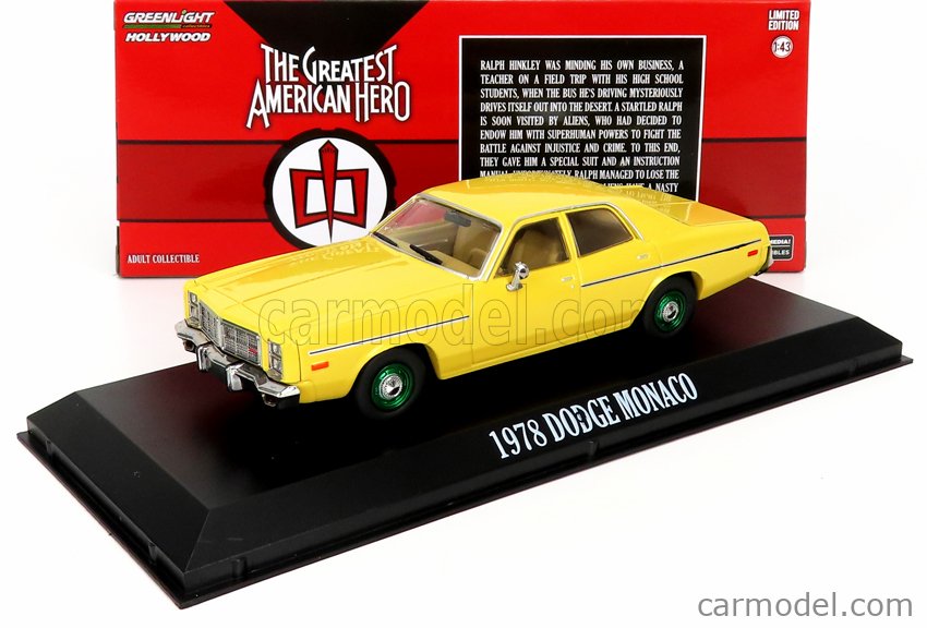 Dodge Monaco 1978 The Greatest American Hero Yellow GREENLIGHT 1:43 GREEN86555 M 