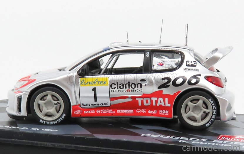 PEUGEOT 206 WRC 2002 BURNS/REID  #1 RMIT25 1/43 IXO Rallye Monte Carlo 