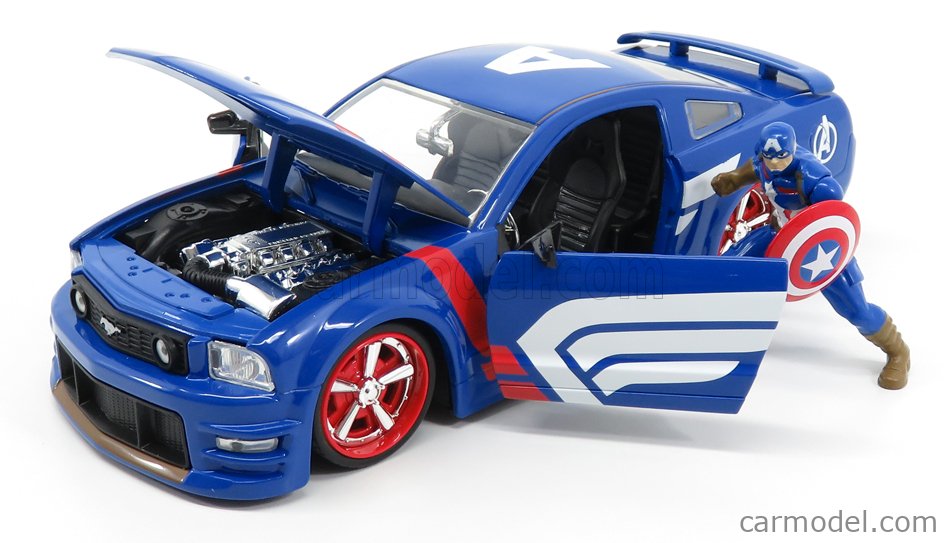 Jadatoys 1:24 Ford Mustang GT 2006 Avec Figure Captain America Marvel Avengers 31187 modèle