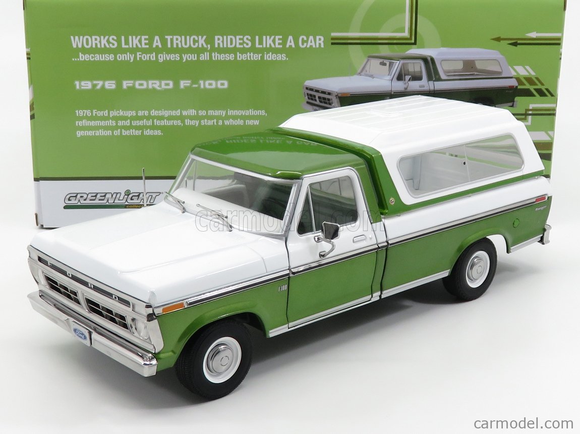 1976 Ford F-100 Green and White 1:18 Scale Greenlight 13545