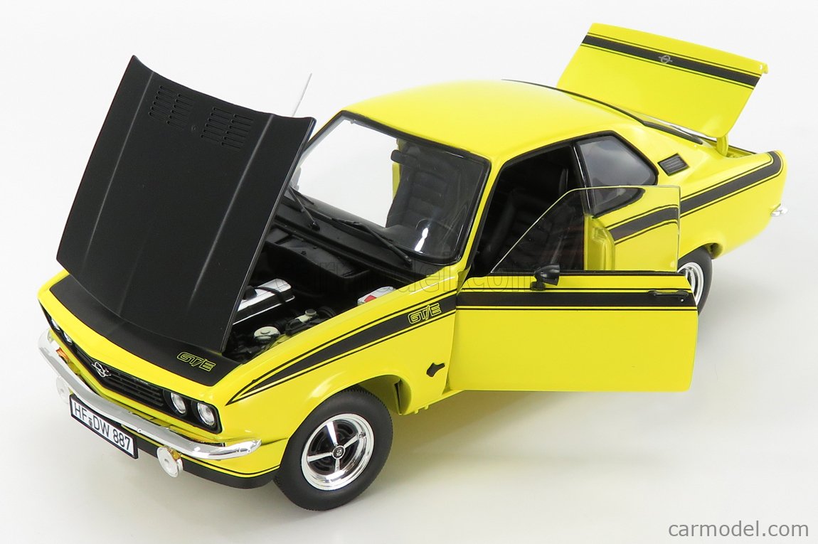 NOREV 183638 Scale 1/18 OPEL MANTA A GT/E 1975 YELLOW BLACK