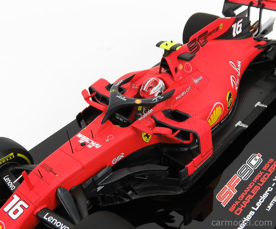 FERRARI - F1 SF90 TEAM SCUDERIA FERRARI MISSION WINNOW N 16 WINNER BELGIUM  GP 2019 FIRST F1 VICTORY C.LECLERC - SPECIAL BASE PLATE - CON VETRINA - ...