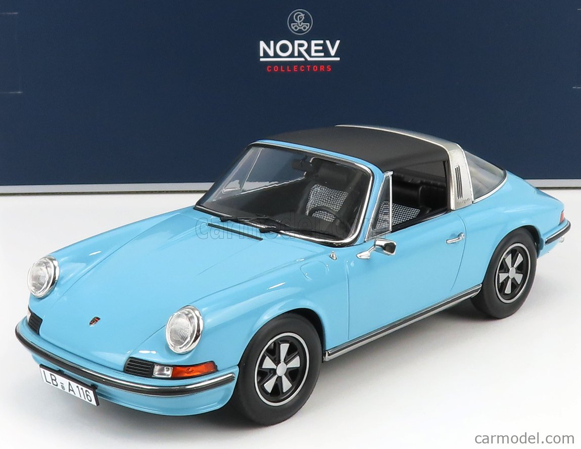1/18 NOREV Porsche 911 S Targa 1973 Light Blau Neu Versand Heim Februar 