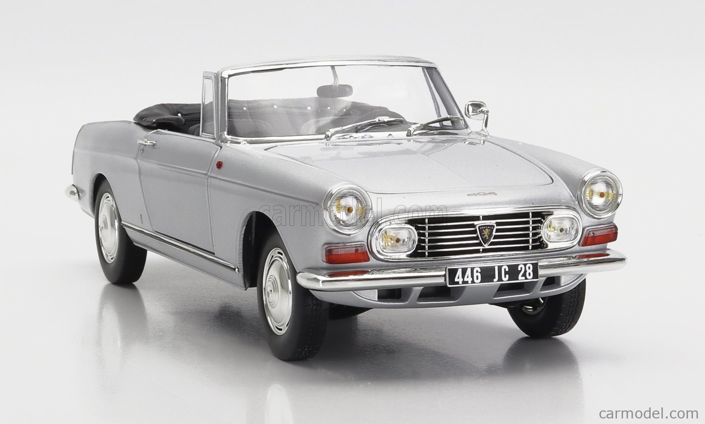 1967 Peugeot 404 Cabriolet Silver Metallic 1/18 Diecast Model Car Norev  184835