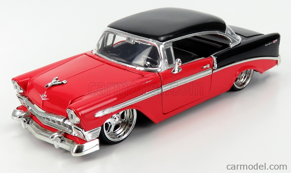 1956 CHEVROLET BEL AIR RED /& BLACK 1//24 DIECAST MODEL CAR BY JADA 31861
