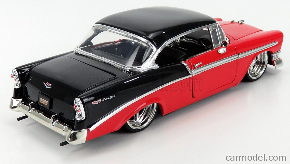 1956 CHEVROLET BEL AIR RED & BLACK 1/24 DIECAST MODEL CAR BY JADA 31861 