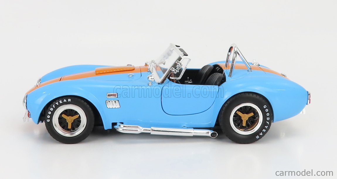 SHELBY-COLLECTIBLES SHELBY129 Масштаб 1/18  FORD USA SHELBY COBRA 427 S/C SPIDER 1962 LIGHT BLUE ORANGE