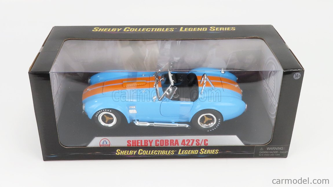 SHELBY-COLLECTIBLES SHELBY129 Масштаб 1/18  FORD USA SHELBY COBRA 427 S/C SPIDER 1962 LIGHT BLUE ORANGE