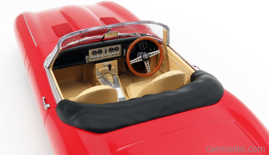 KK Scale 1/18 Diecast 1961 JAGUAR E-Type Série 1 Open Cabrio rouge/beige Intérieur