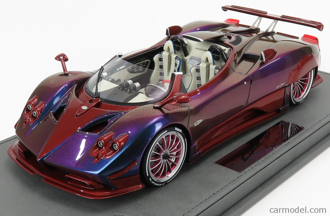 Bbr Models P18161d Vet Scale 1 18 Pagani Zonda Hp Barchetta 2018 Con Vetrina With Showcase Chameleon Purple Red