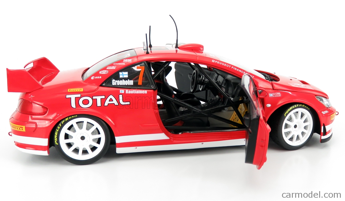 Voiture Miniature Peugeot 307 WRC grise et jaune numéro 1