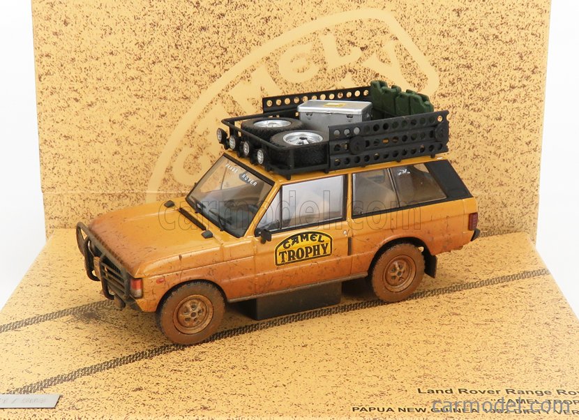 ALMOST-REAL ALM410110 Scale 1/43  LAND ROVER RANGE ROVER N 0 RALLY CAMEL TROPHY PAPUA NEW GUINEA DIRTY VERSION 1982 YELLOW