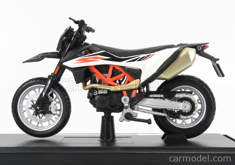 Die cast 1/18 Modellino Moto KTM 690 Enduro R White and Black by Welly