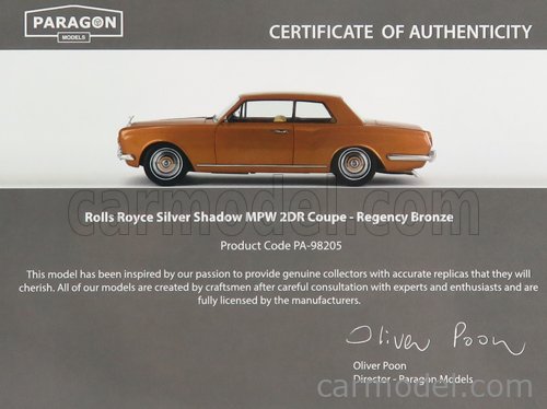 ROLLS ROYCE - SILVER SHADOW MPW COUPE RHD 1968