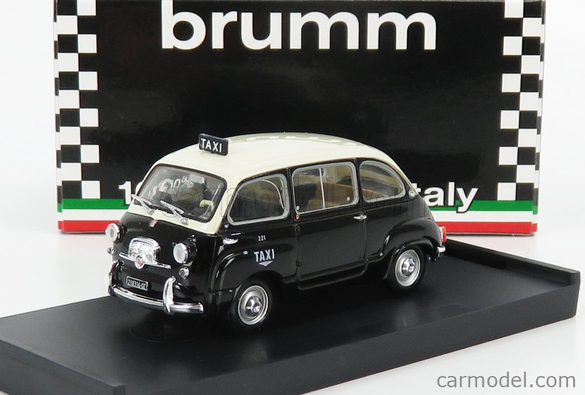 1:43 Brumm Fiat 600D Multipla Taxi Genova 1964 Black Ivory R481 Modellbau 