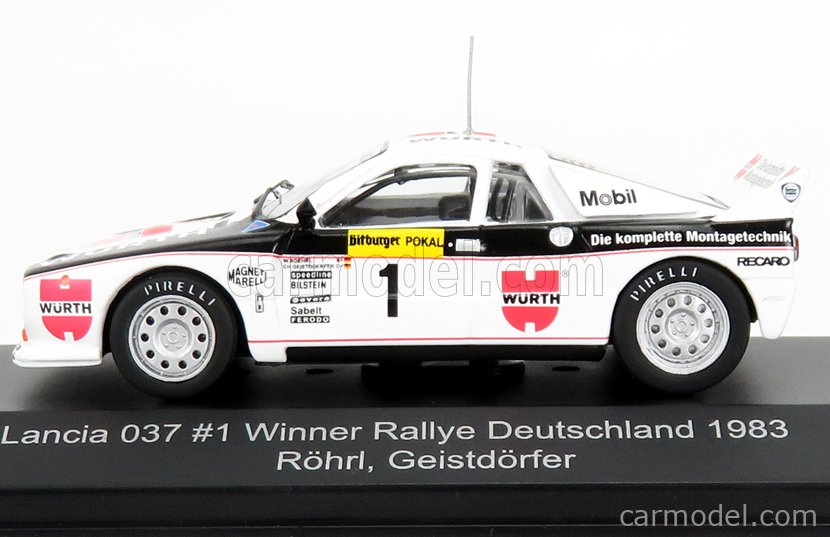 Cmr modellino auto scala 1/43 lancia 037 team wurth 1 winner rally germany 1983 