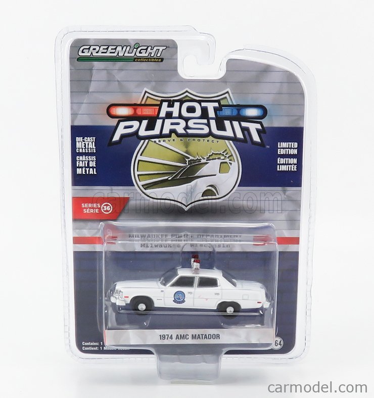 GREENLIGHT 42930 &ndash; AMC Matador 1974 Polizia Milwaukee, Scala 1/64, Bianco