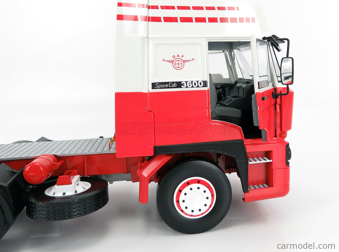 ROAD-KINGS RK180093 Escala 1/18  DAF 3600 SPACE CAB TRACTOR TRUCK 3-ASSI 1986 RED WHITE
