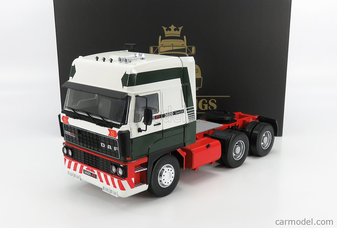 ROAD-KINGS RK180092 Masstab: 1/18  DAF 3600 SPACE CAB TRACTOR TRUCK 3-ASSI 1986 WHITE GREEN RED