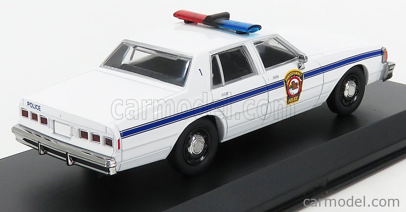 Voiture Miniature Greenlight Chevrolet Caprice 1980 Blanche Avec Barre Lumineuse - 1:64