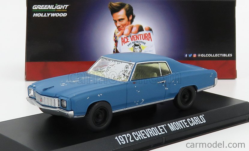 Ace Ventura: Pet Detective 1972 Chevy Monte Carlo Blue Movie 1/43 Diecast Model Car by Greenlight 86564 A Beat Up 1994