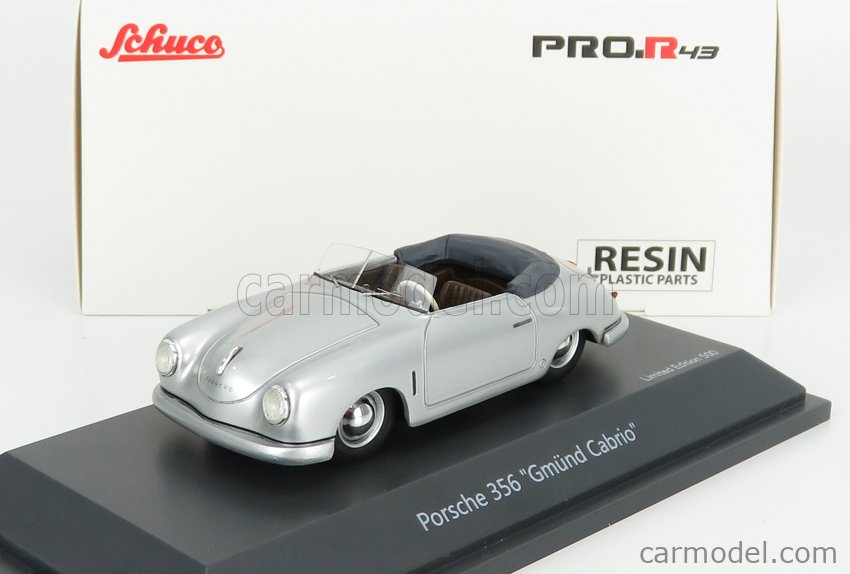 Modellino Auto 1:43 Porsche 356 Gmünd Cabrio 1948 - Argento Metallizzato - Schuco PRO.R43 Resina