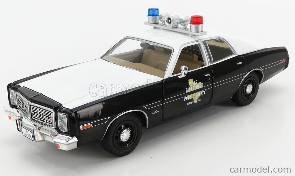 GREENLIGHT 85522 Scale 1/24 | DODGE MONACO TEXAS POLICE 1977 BLACK WHITE