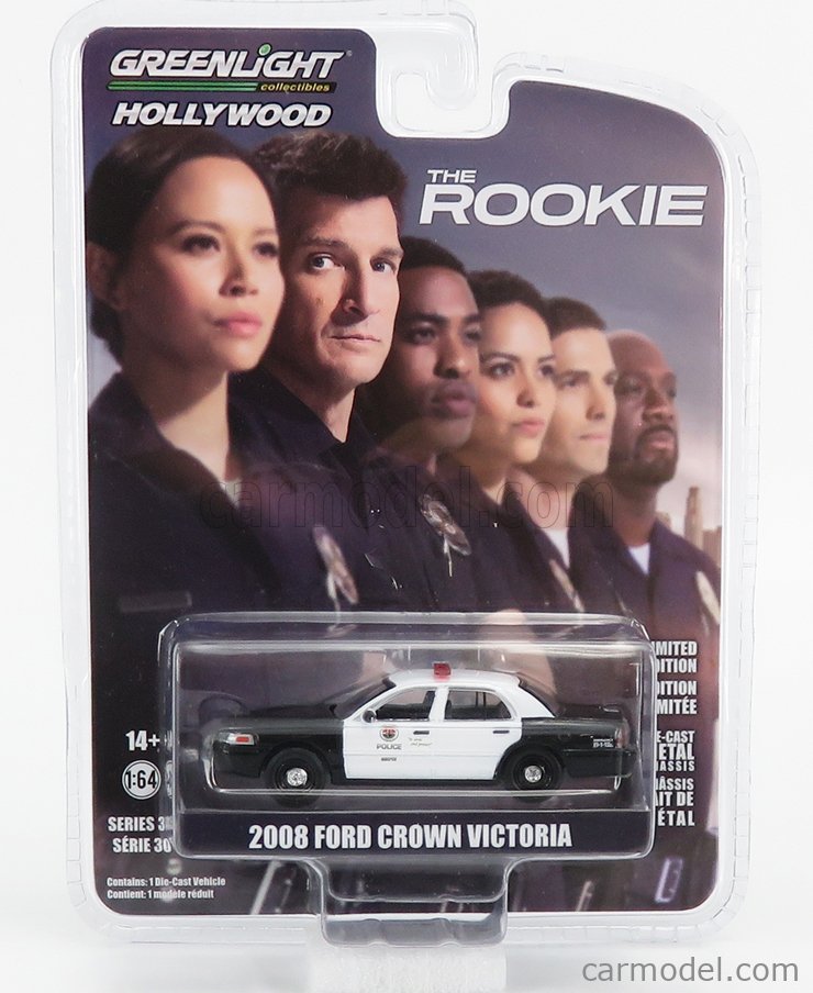 THE ROOKIE GREENLIGHT 44900F 1:64 2008 FORD CROWN VICTORIA POLICE LAPD