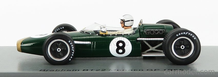 SPARK-MODEL S7091 Scale 1/43  BRABHAM F1 BT22 N 8 MONACO GP 1966 D.HULME  GREEN