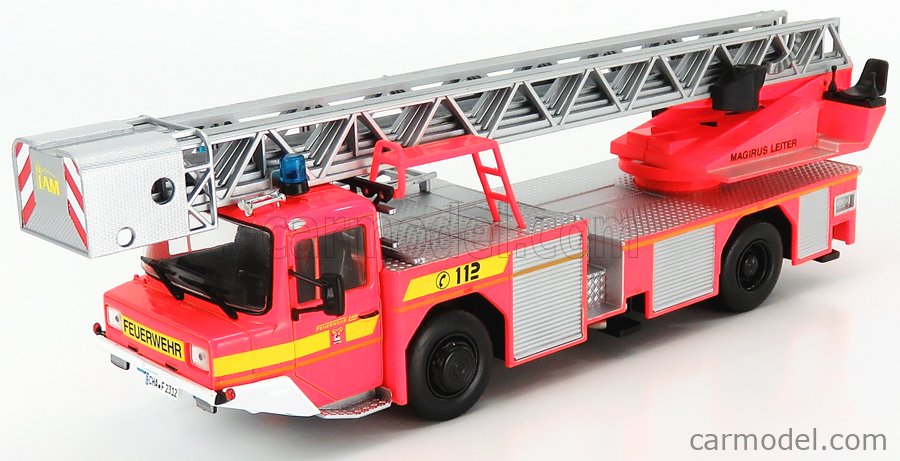 EDICOLA WORLDFIRECENT004 Scale 1/43  IVECO MAGIRUS DLA-K 23-12 SCALA LADDER TRUCK GERMANY 2003 RED SILVER